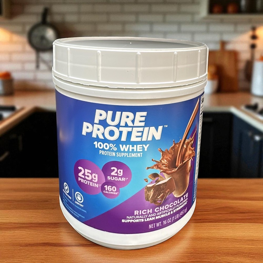 Pure Protein Whey Powder High Protein Gluten Free Rich Chocolate 16oz (1 pack)