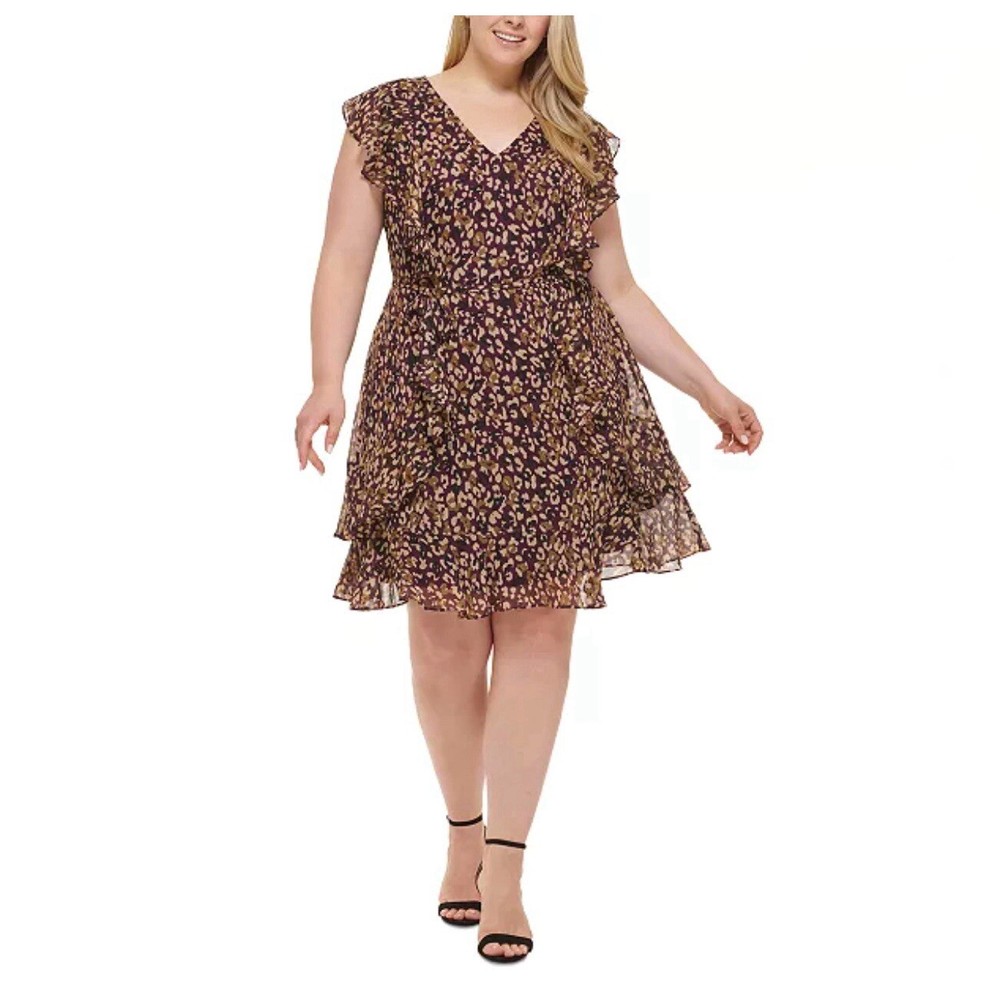 Tommy Hilfiger Plus Size Animal Print Fit & Flare Dress Size 20W