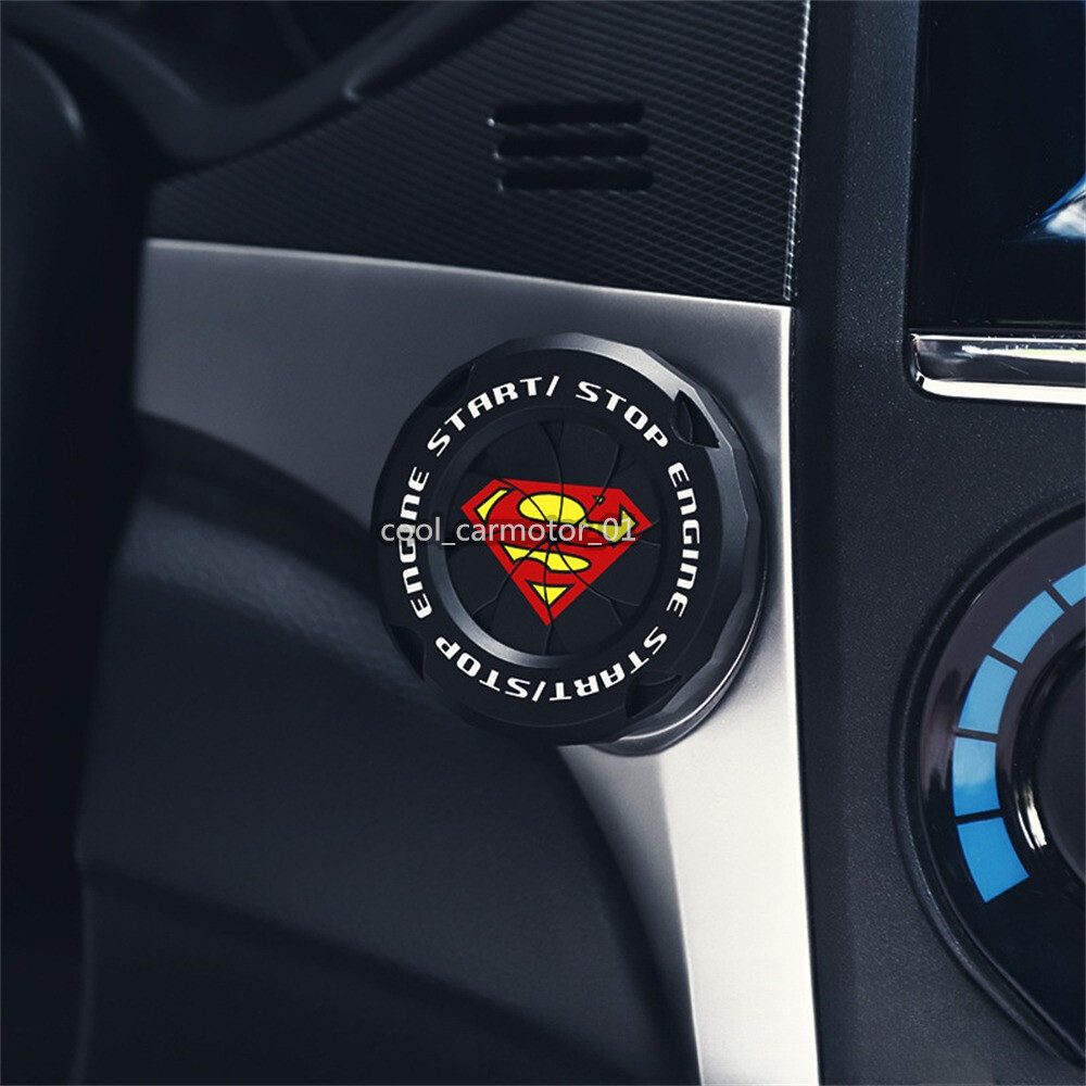 ABS Black Superman Car Engine Ignition Start Stop Push Button Cap Switch Cover