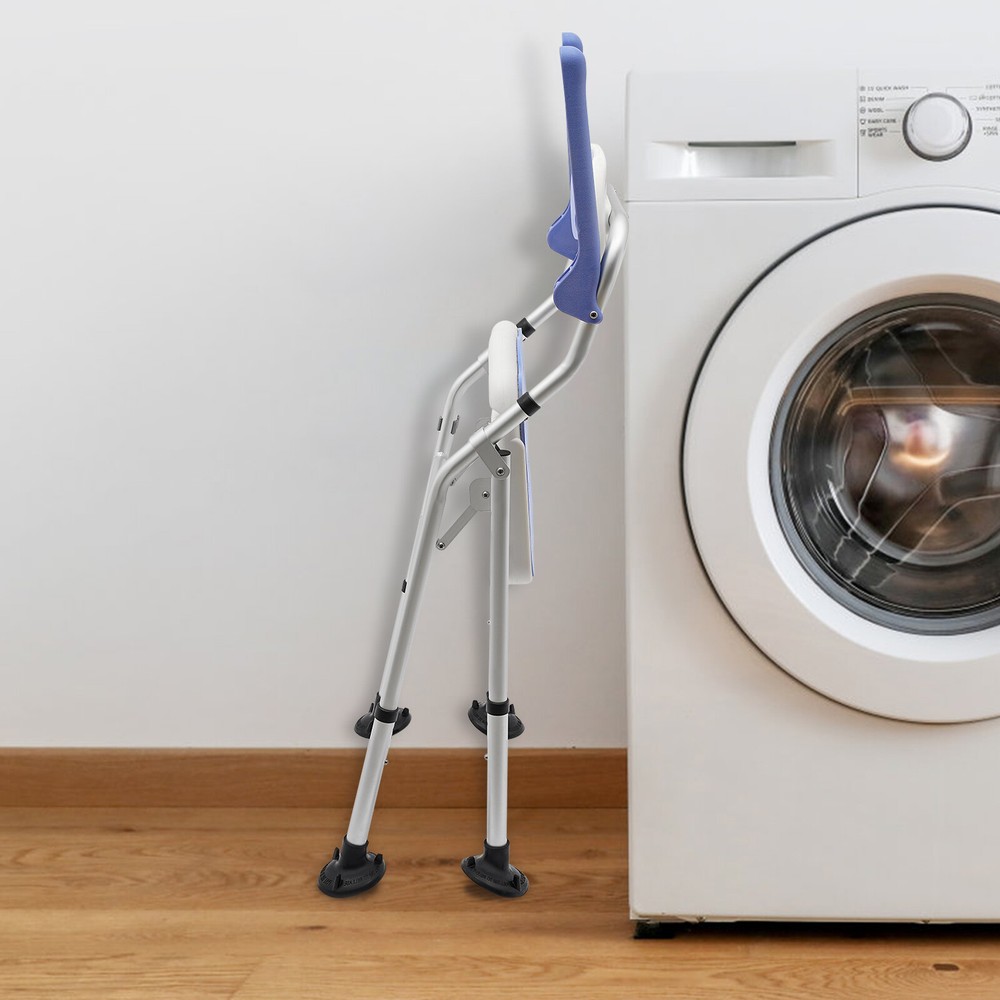 Folding Shower Chair with Back and Arms - Adjustable Height Supports 330lbs  