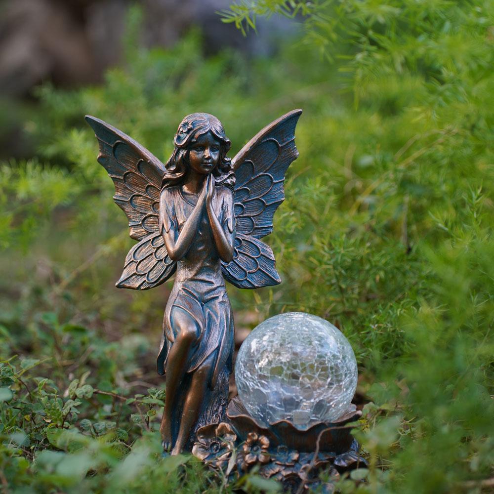 Statue Garden Fairy Solar Resin Multicolor Medium Modern Novelty Weatherproof