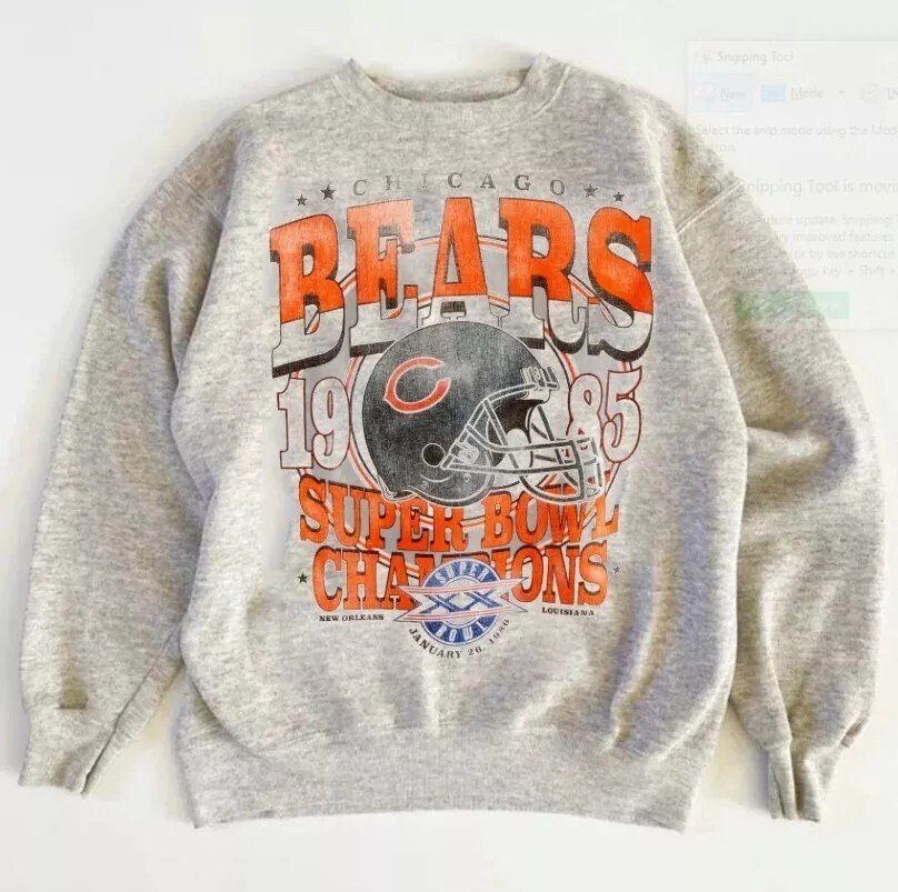 Chicago Bears Super Bowl Graphic Ash Unisex Sweatshirt for Men and Women