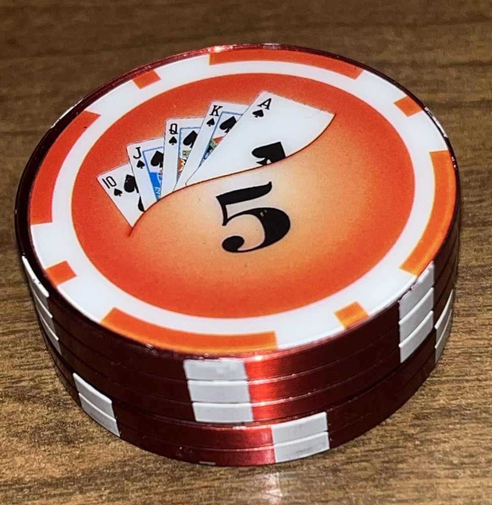 Orange & White Playing Cards Graphic Print Manual Magnetic  1.5in Herb Grinder