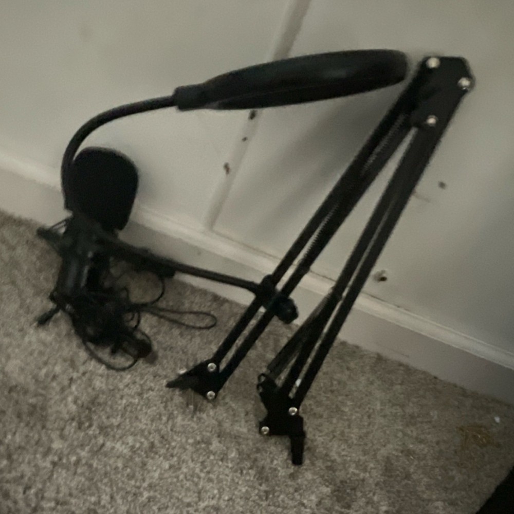 Wired Desktop Microphone with Adjustable Stand, Pop Filter, Mountable, Black