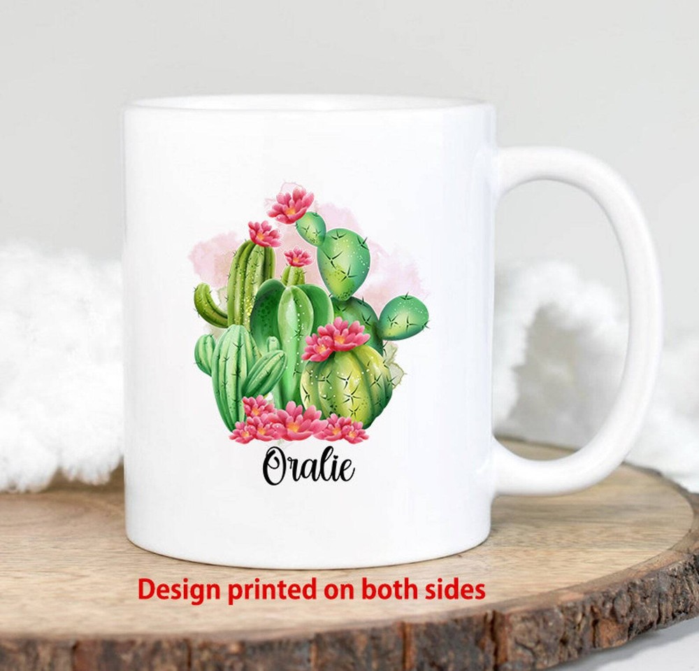 Cute Personalized Cactus Coffee Mug Plant Lover Gift For Her