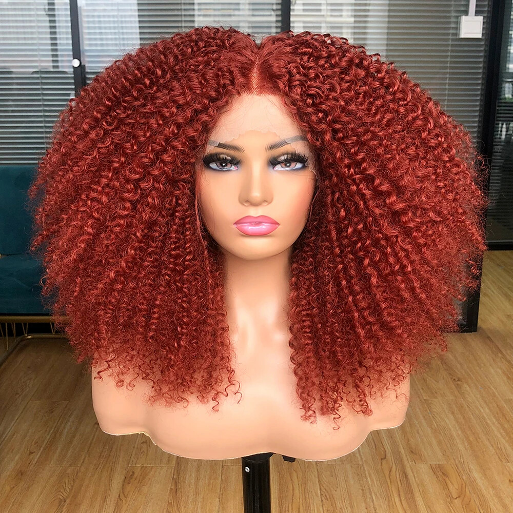 Copper Curly Lace Front Synthetic Wig Short Glueless HD Pre Plucked