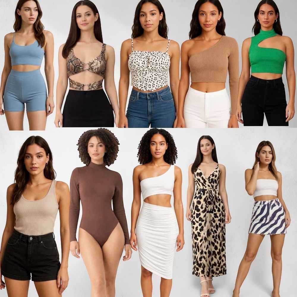 SHEIN XS 10-Piece Clothing Lot | Y2K Tops, Bodysuit, Dress, Romper & More