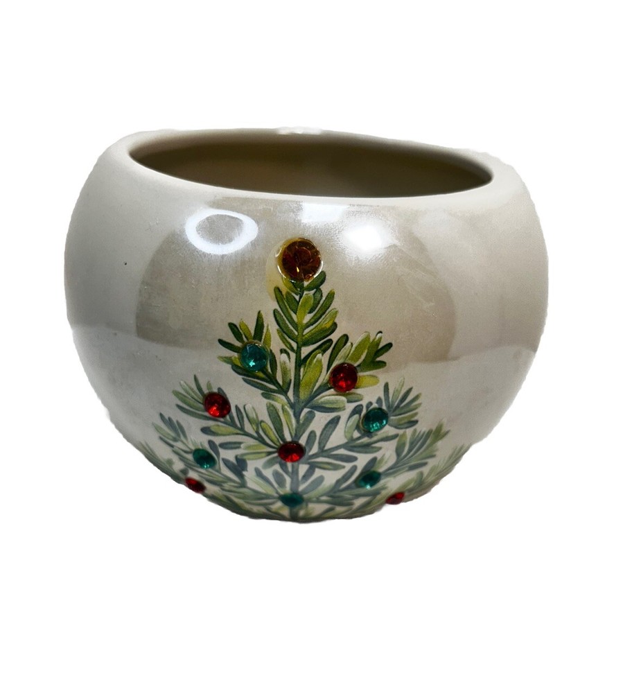 Teleflora Christmas Ball Shaped Planter Christmas Tree Etched With Jewels