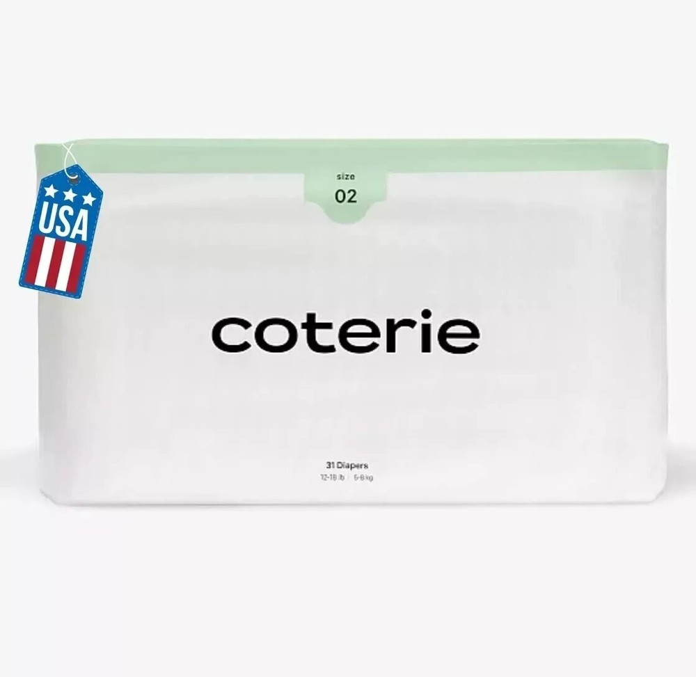 Coterie Baby Diapers Size 2 (12-18 lbs) - 31 Count Hypoallergenic Premium Diaper