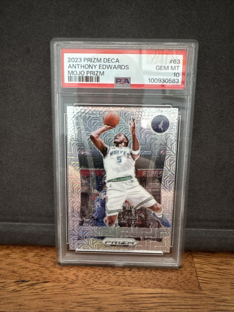 2023 Panini Prizm Deca Mojo #63 Anthony Edwards Jersey Match PSA 10 Gem Mint 5/25