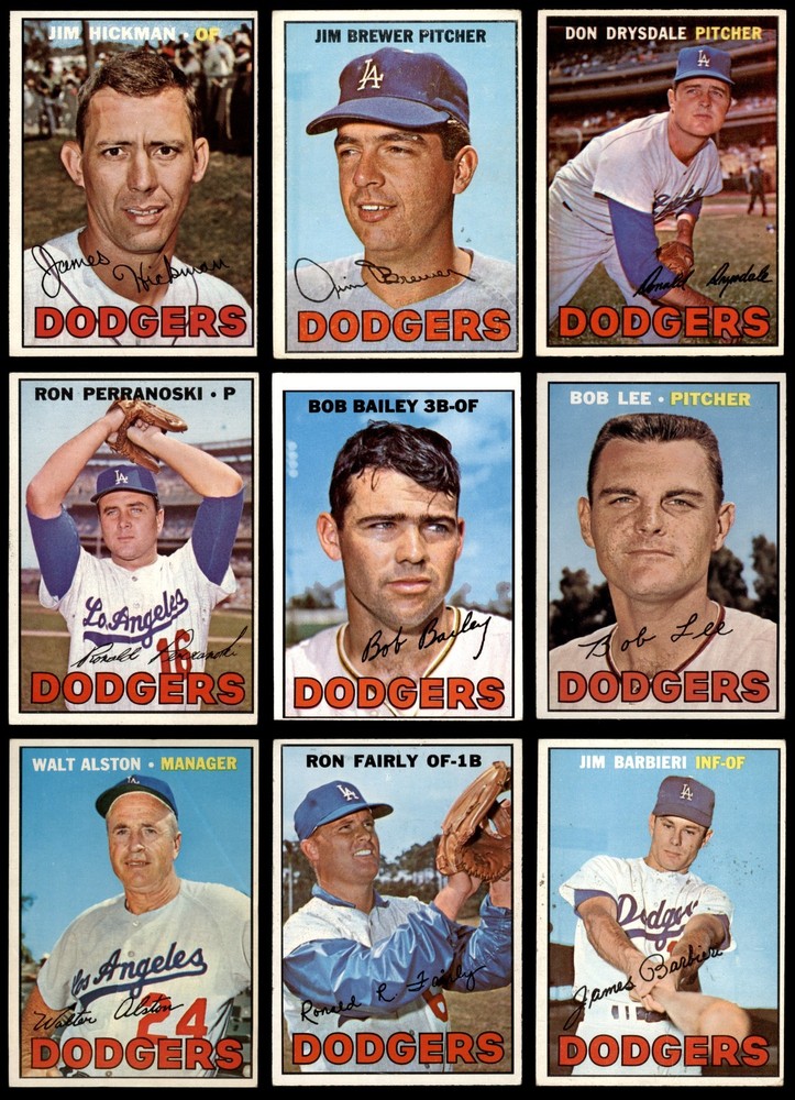 1967 Topps Dodgers Near Team Set VG/EX+ 22 of 38 Cards