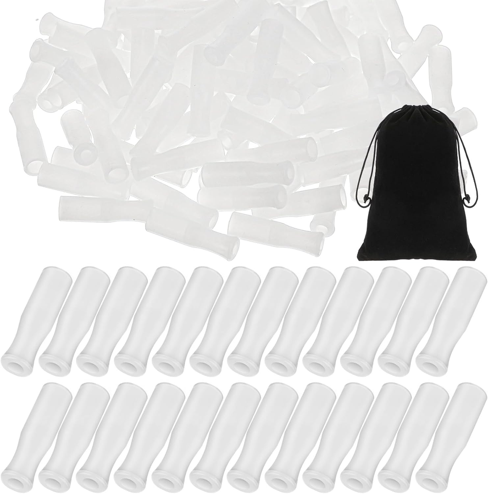 100 piezas puntas de pajita de silicona transparentes reutilizables puntas de pajitas con dibujos de terciopelo