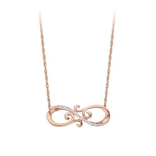 Infinity Design Necklace Gold-Plated 925 Fine Silver Jewellery Round Moissanite