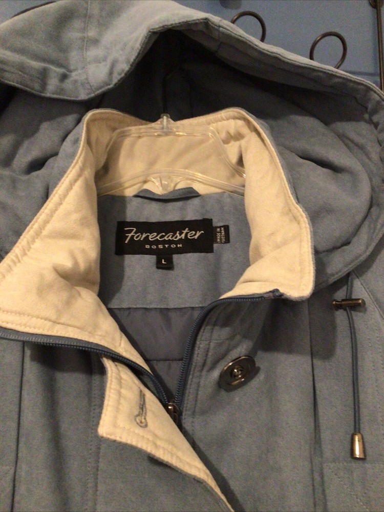 Forecaster Of Boston Coat Womens Large Blue Parka Faux Suede Winter Casual