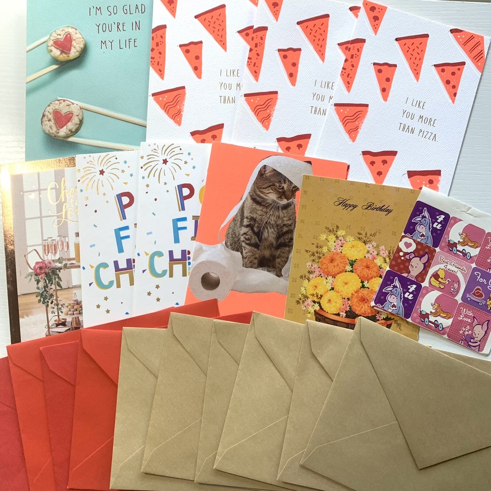 Valentine’s Day New Years Birthday Wedding Shower Cat Greeting Cards Envelopes 9-image