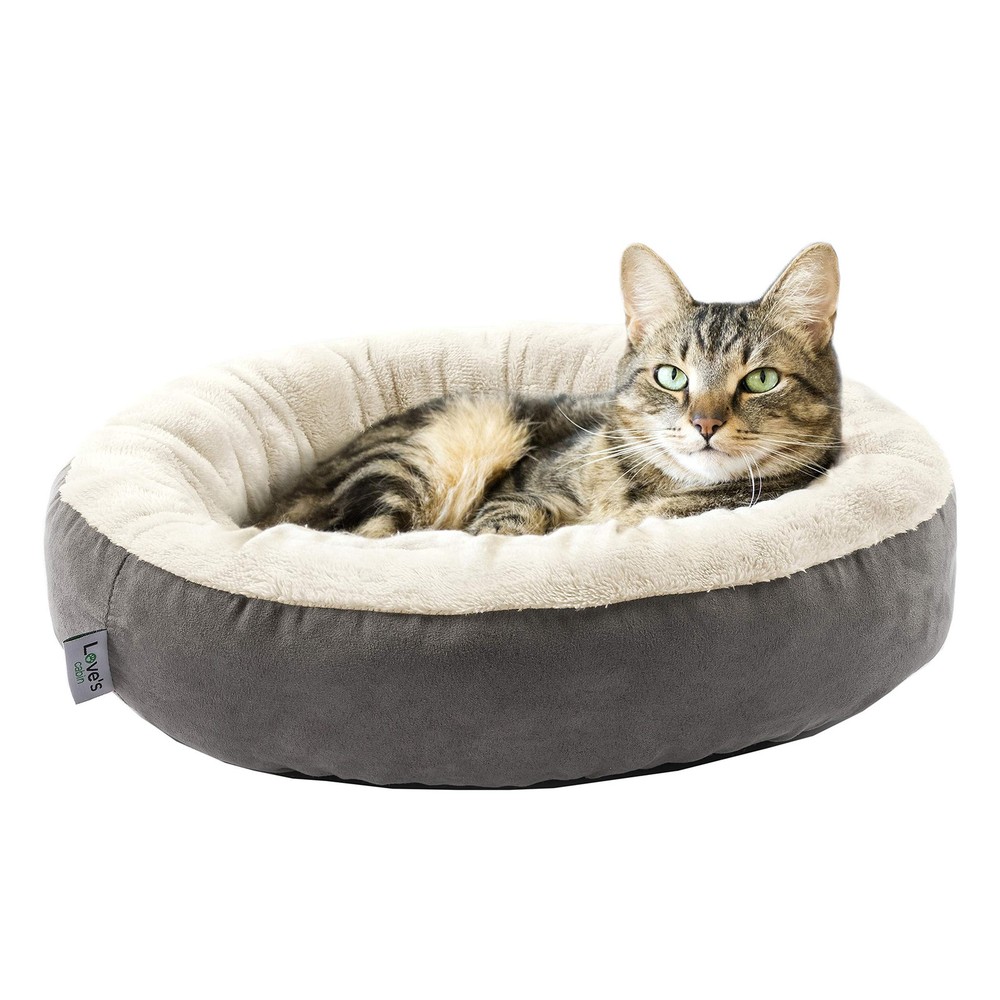 Round Donut Cat Dog Cushion Bed 20in Anti-Slip Pet Bed for Small Pets