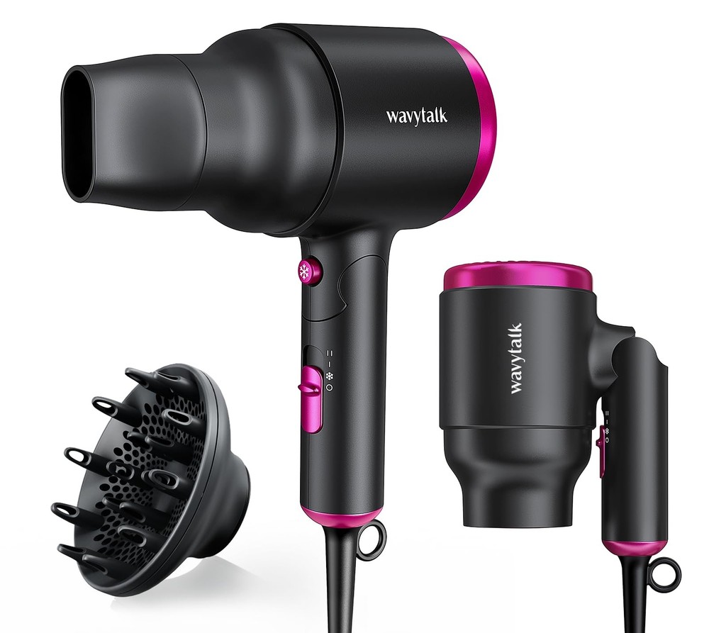 Wavytalk Hair Dryer with Diffuser Foldable Hair Blow Dryer 1600W Lightweight