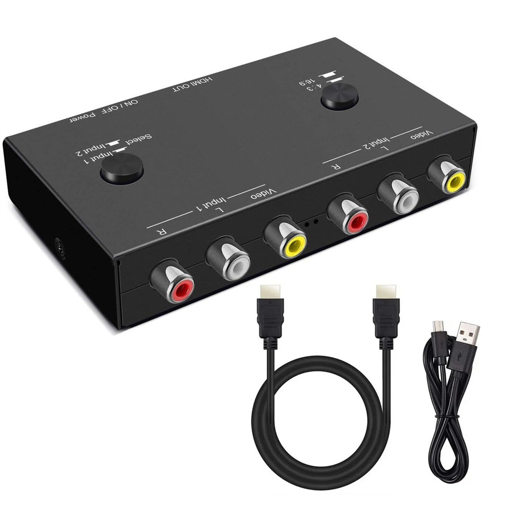 2 Port AV To HDMI Converter 2RCA To HDMI Dual AV To HDMI Adapter AV Switcher