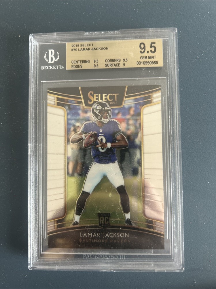 Lamar Jackson Base Silver Rookie Select Becket 9.5