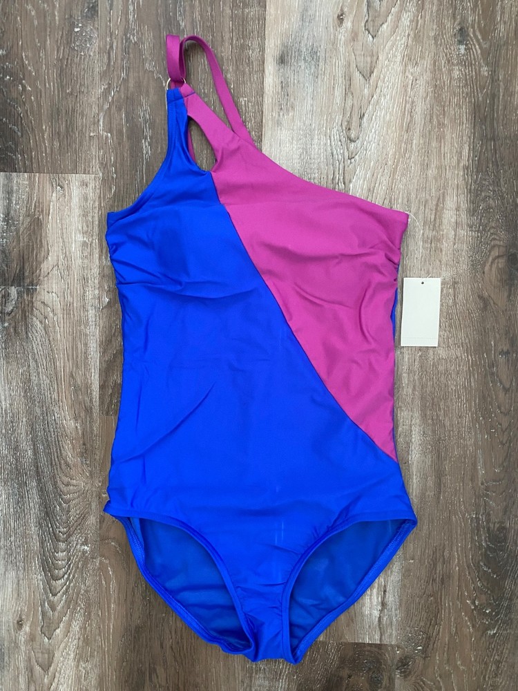 LANDS END Womens Tummy Control Asymmetrical One Piece Swimsuit Size 8 New NWT