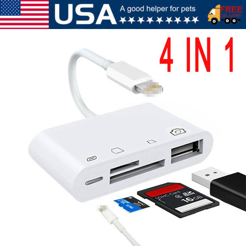 USB to Card Reader Adapter USB Camera Micro SD Memory Slot for iPhone iPad iPod