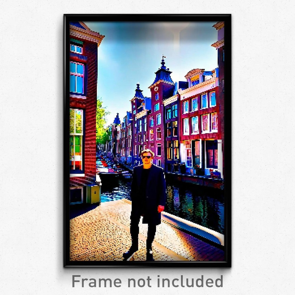 Pixel Art Poster - Stylish Amsterdam (8 Bit Psychedelic Trippy Video Game Print)