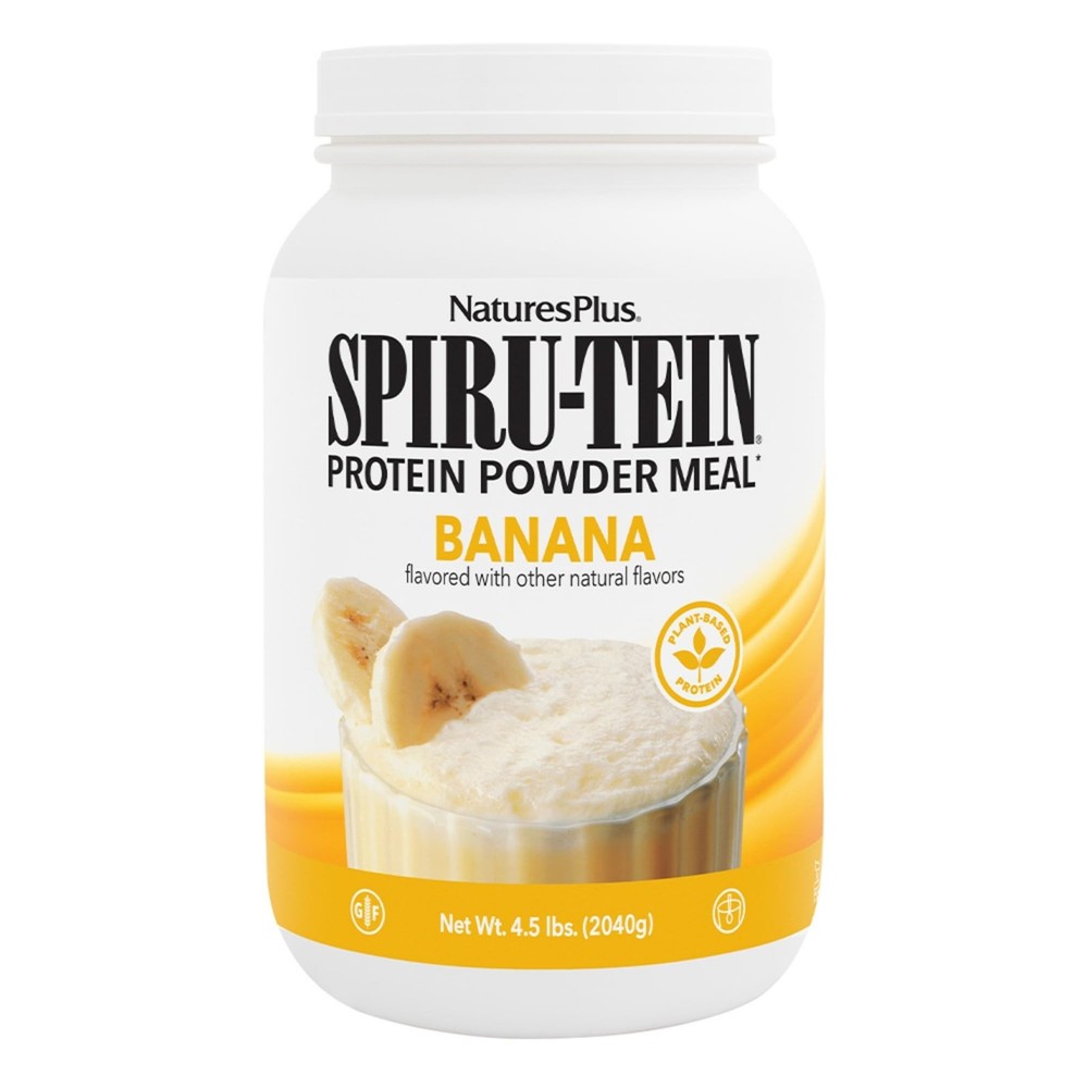NaturesPlus SPIRU-TEIN, Banana - 4.5 lbs - Plant-Based Protein Shake - Non-GM...