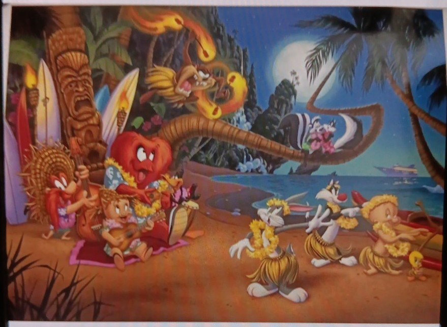 Warner Brothers ALOHA BUGS seriolithograph print, COA, Bugs, Pepe Le Pew, Tweety