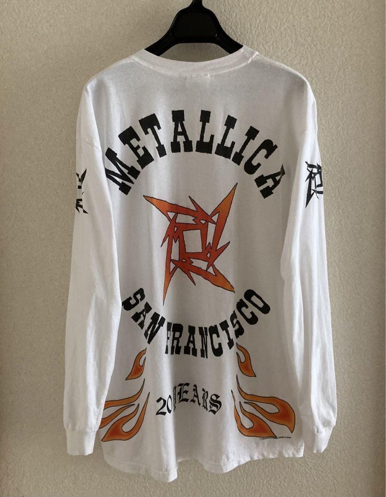 Metallica 20th Anniversary Long Sleeve T-Shirt White Size L Good Condition