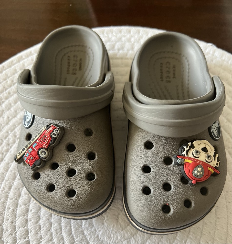 Crocs Crocband Stripe Gray Sandals Clogs Kids Size C 8 Water Sandals