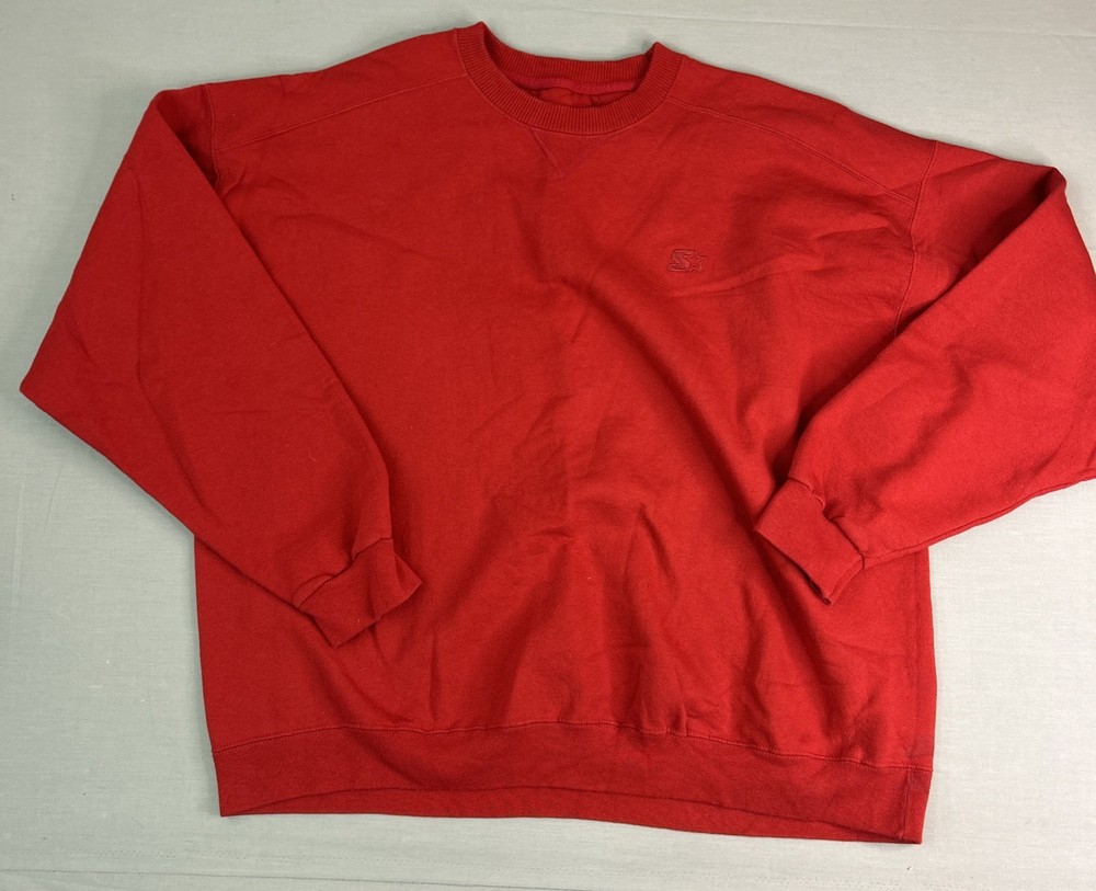 Vtg Starter Pro 80 Heavyweight Crewneck Sweatshirt Men’s XL Red Logo Blank Y2K