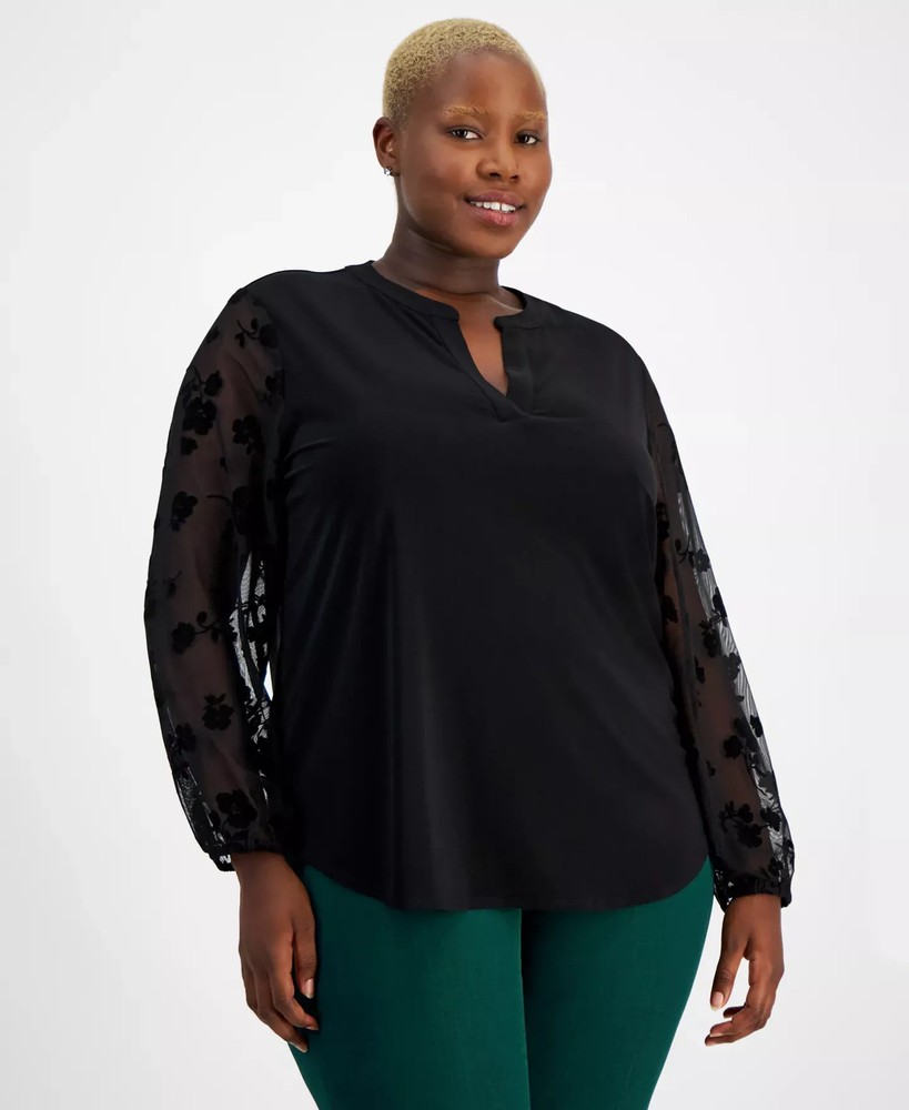 Kasper Women's Top Plus Sz 3X Size Split-Neck