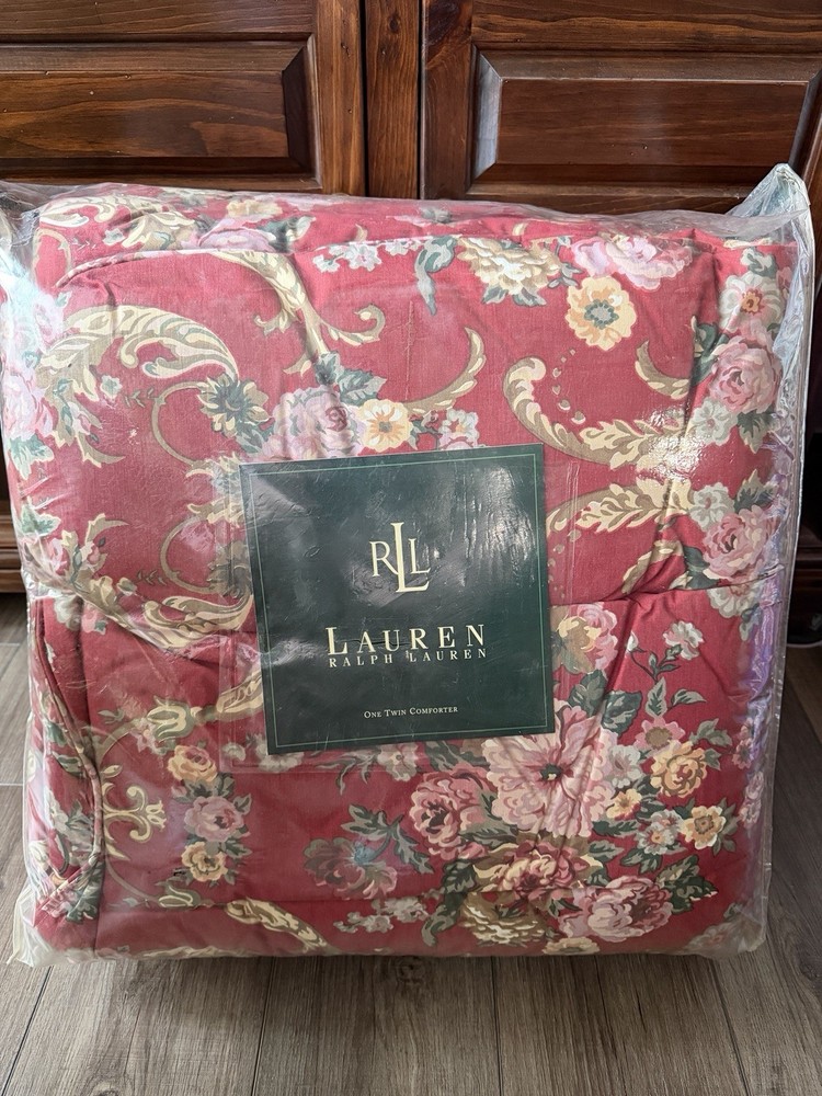 NIP Ralph Lauren Comforter  Twin 66”x86” Marseilles Red Floral