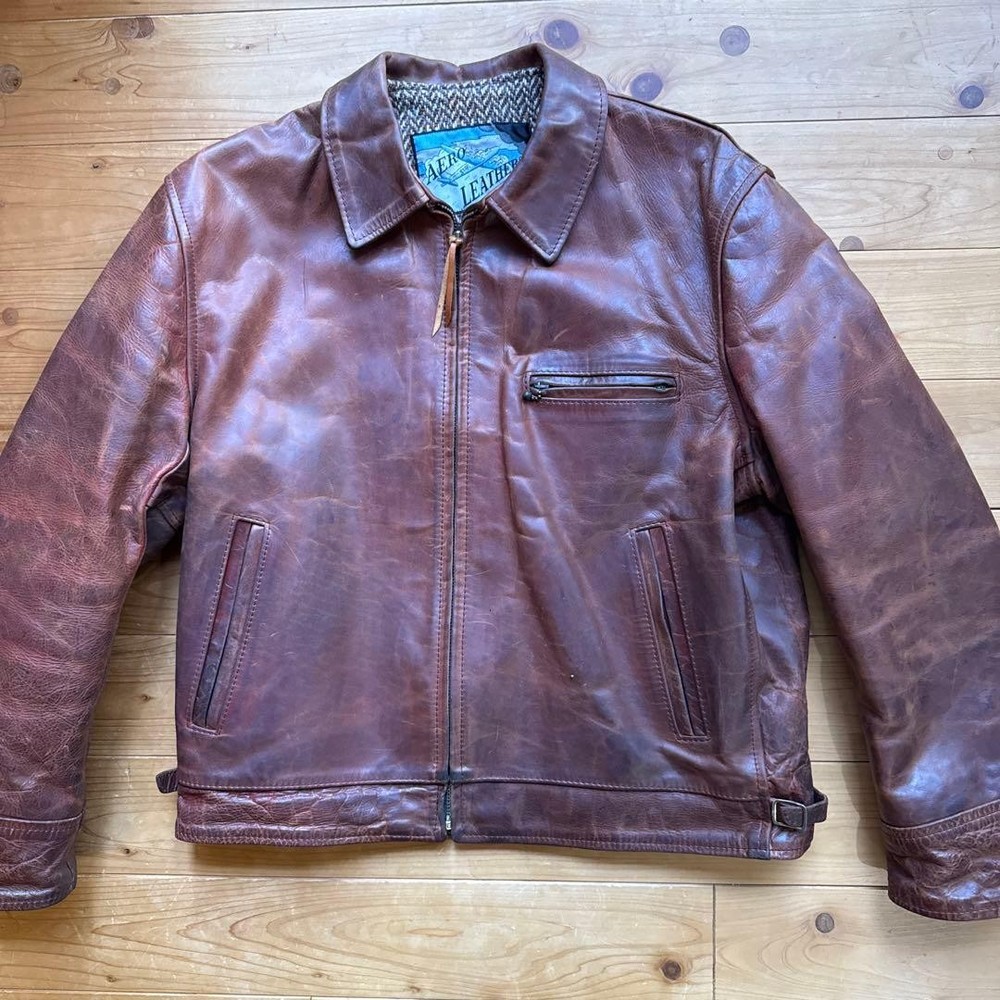Aero Leather XL 42 Highwayman Vintage Motorcycle Jacket Talon Zipper Scotland