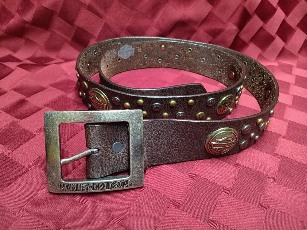 Harley Davidson XL Brown Leather Belt with Studs for Men