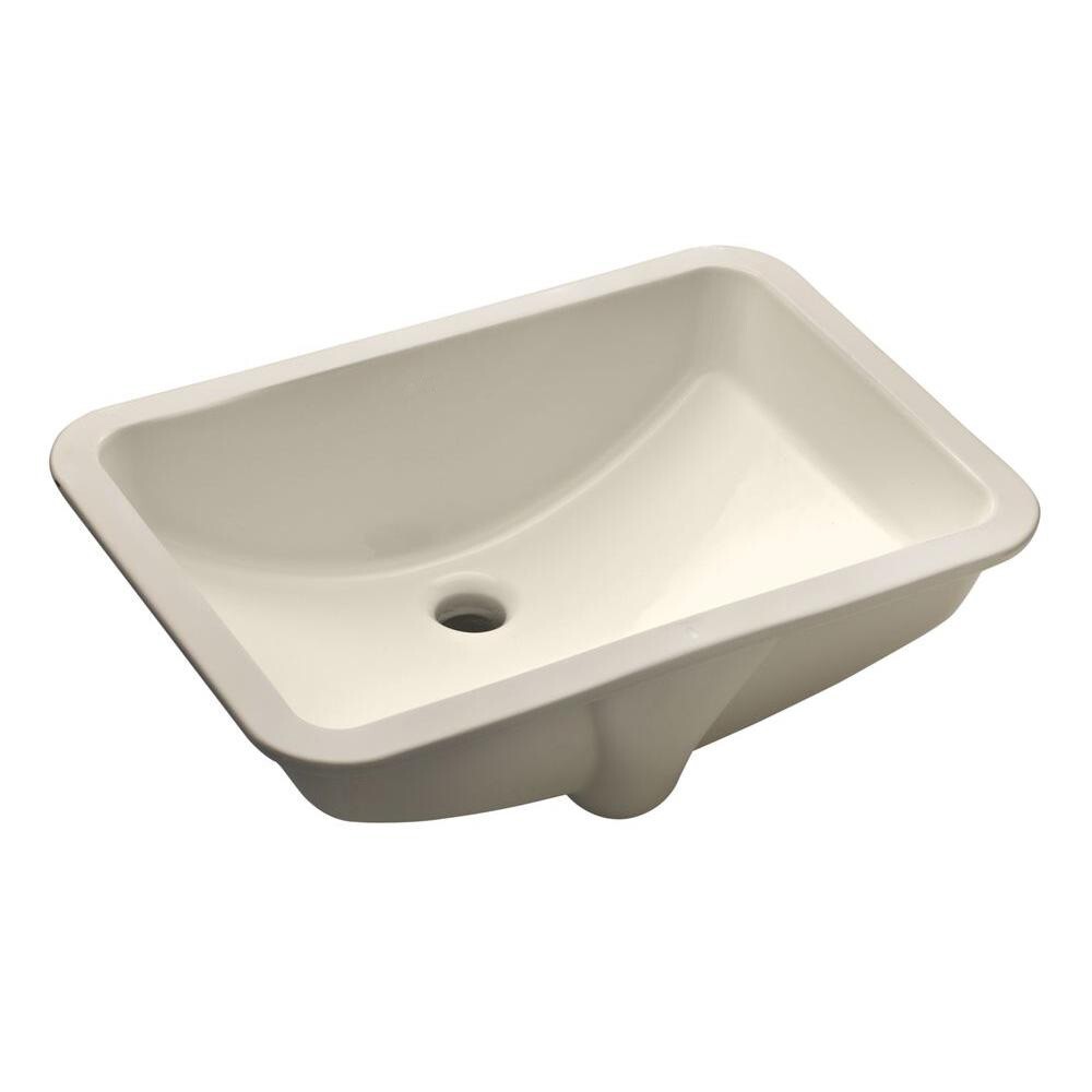 Wells Ceramic Undermount Single Bowl Lavatory Sink 21x15 in Bisque