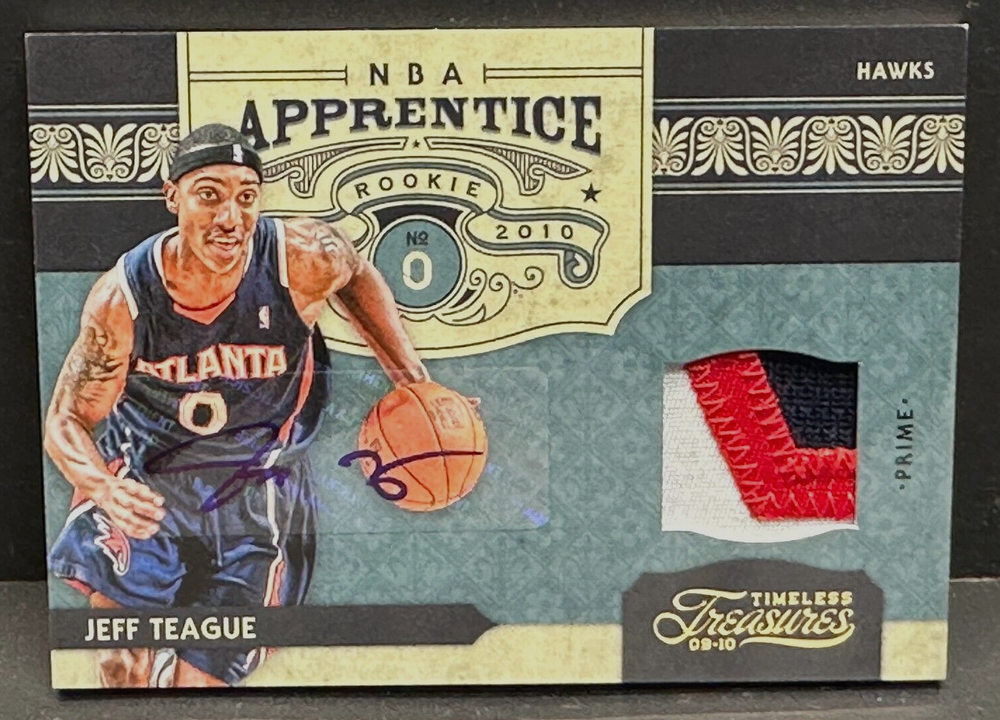 Jeff Teague 2009-10 Panini Timeless Treasures 3 Color Patch Auto RC /10 Hawks