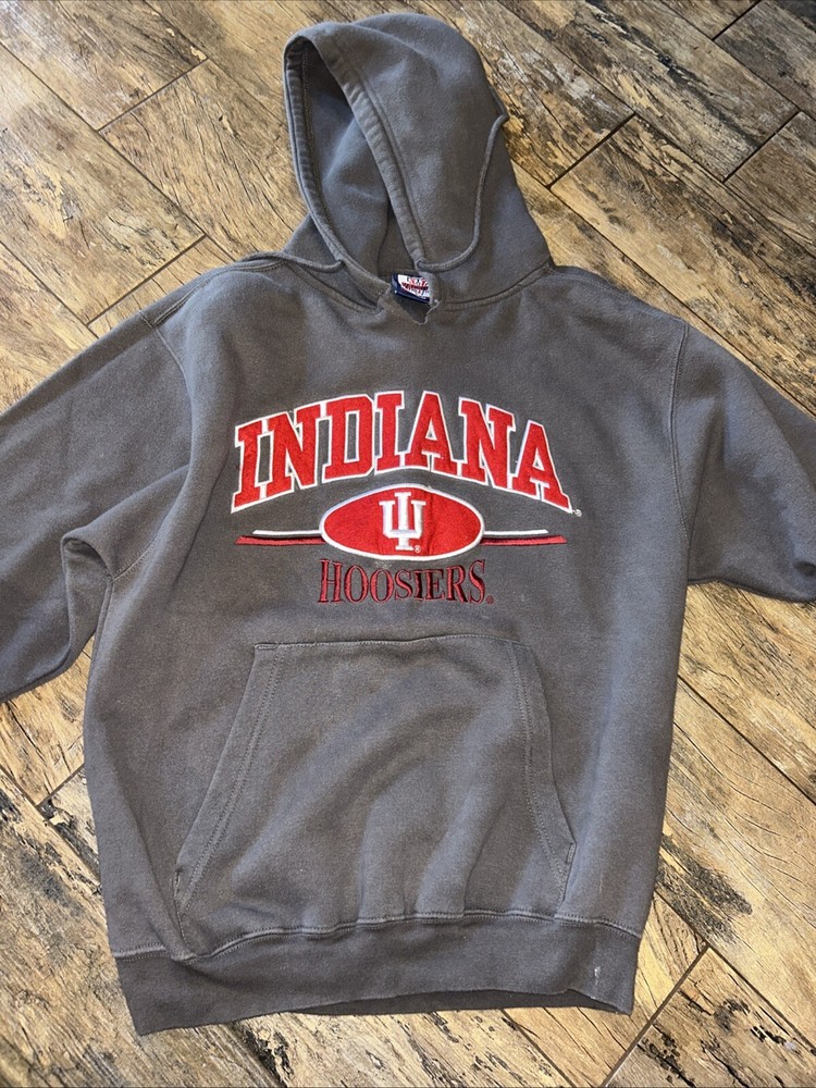 Indiana Hoosier Hoodie Sweatshirt Mens Medium  Pullover Old Varsity Brand Gray