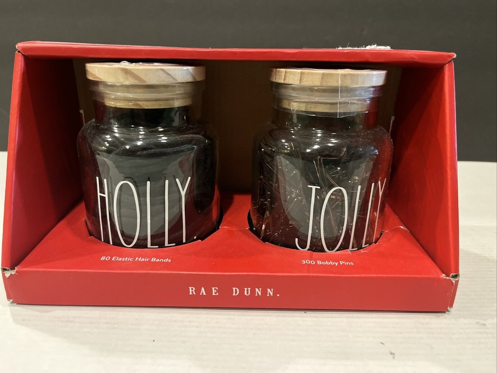 Rae Dunn Holly Jolly Hair Tie Set with 80 Elastic Bands and 300 Bobby Pins