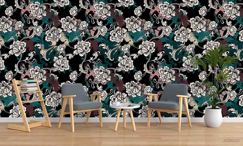 3D Flowers Flora Watercolor Pattern Wall Murals Wallpaper Murals Wall Sticker 2