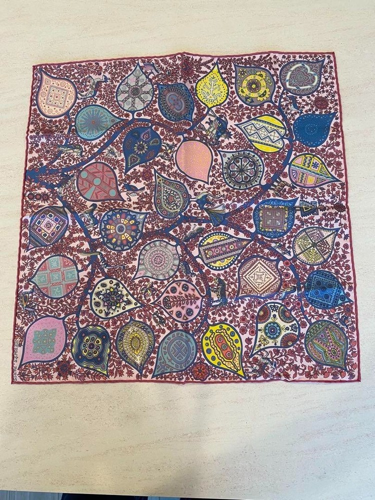 HERMES Silk Scarf Carre 45cm l'arbre de vie Multicolor GAVROCHE Unused Auth