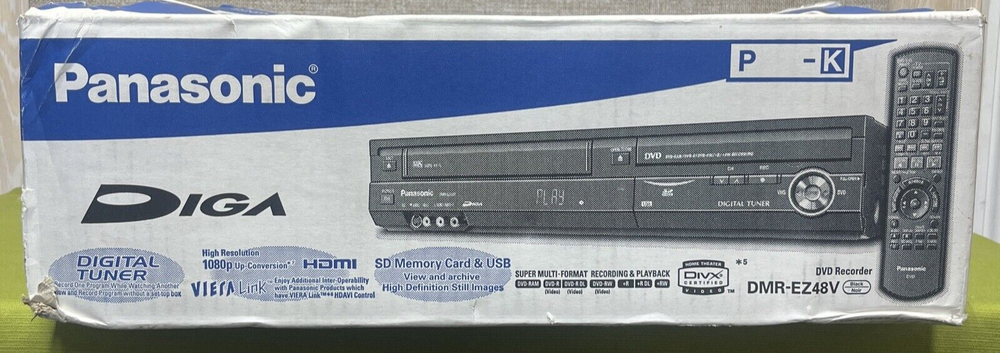 Panasonic DMR-EZ48V DVD VCR Combo Recorder Black With Cords & Manual (No Remote)