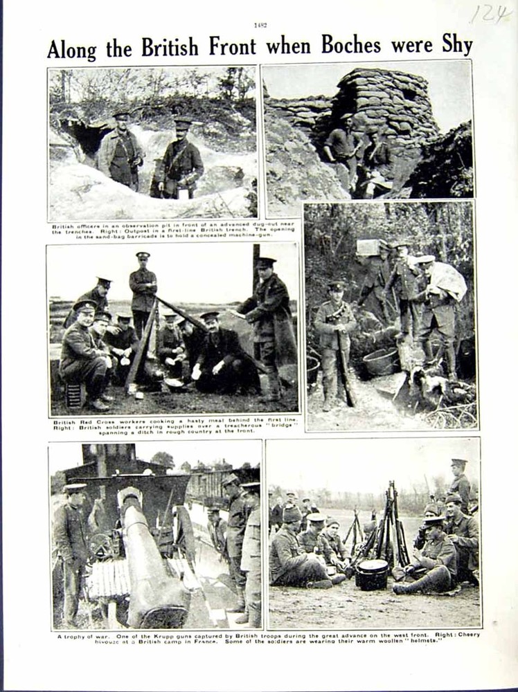 Original Old Antique Print 1915-16 World War British Siers Krupp Guns France