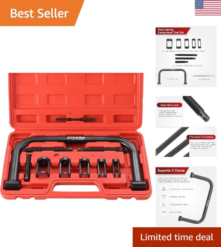 10-Piece Valve Spring Compressor Set with C-Clamp Design for Easy Storage