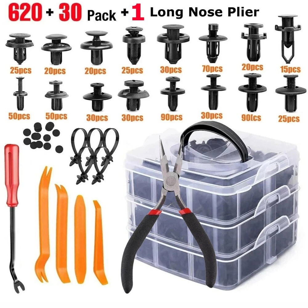 651pc Plastic Trim Removal Pry Tool Set for Car Radio Panel Door Dash Clip Kit