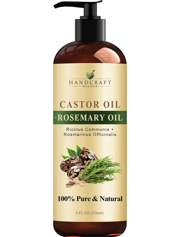 Castor Oil with Rosemary Oil - 8 Fl Oz - 100% Pure and Natural - Premium Grade C