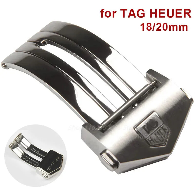 Stainless Steel Folding Clasp Buckle For TAG Heuer Watchbands 18mm 20mm