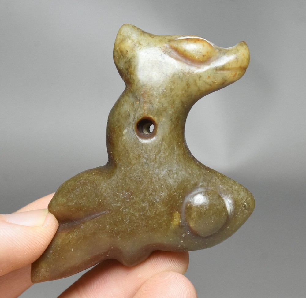 5CM Hongshan Culture Antique Jade Goldfish Amulet Pendant