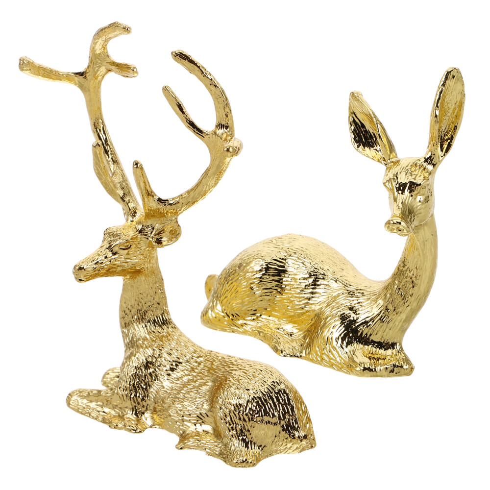 2-Piece Deer Figurines - Christmas Decor, Antlers, Baby Reindeer for Shelf and Reindeer Lovers