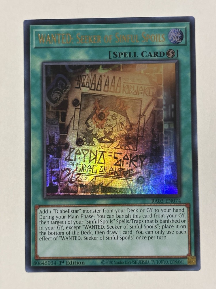 Yu-Gi-Oh! TCG WANTED: Seeker of Sinful Spoils RA03-EN074 Super Rare NM